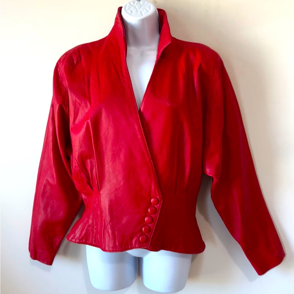 Vintage Red Genuine Leather Cinched Waist Jacket By Wilson Size M